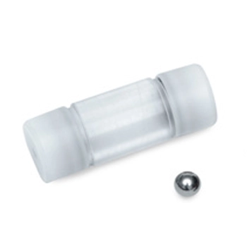 Steel capped 5 mL vial with one 7.9 mm steel ball